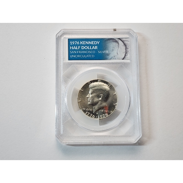 1976-S Kennedy Half Dollar 40% Silver Uncirculated Coin in Slab