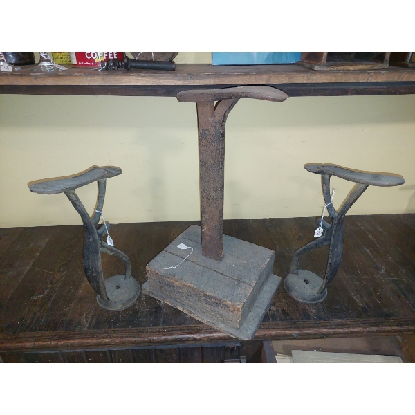 Antique 3 Pc Cobblers Shoe Rests - Shoeshine Rest - See Pics