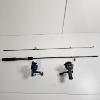 Image 1 : Three Piece Lot of Fishing Equipment including a 2-Piece Rod 34"/66" and 2 Compatible Fishing Reels 