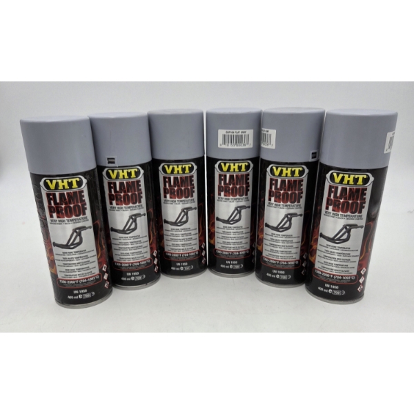 Six Brand New 11oz VHT Flame Proof High Temp Spray Paint In Flat Gray