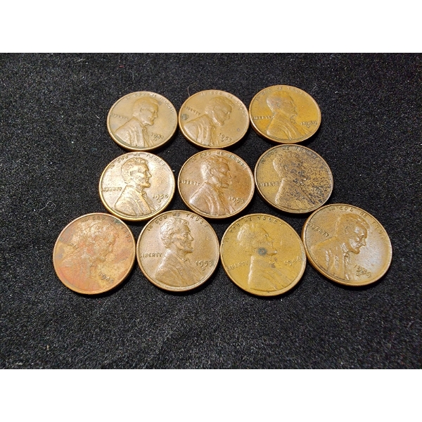 Lot of 10 Assorted Wheat Pennies