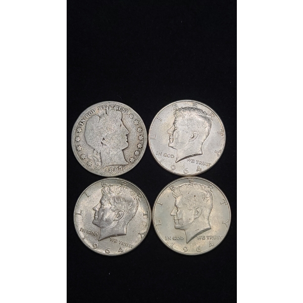 Assorted Years Barber & Kennedy 90% Silver Half Dollars - Face Value: $2.00