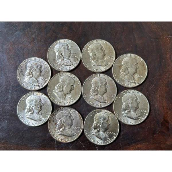1960 Brilliant Uncirculated Franklin Half Dollars - $5.00 Face Value