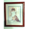Image 1 : Pouting Child With Puppy Framed Print - Large 18 x 22 Size