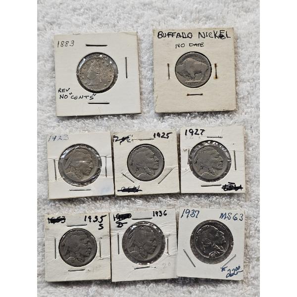Assortment of Buffalo Nickels and 1 "V" Nickel - AFV $.40
