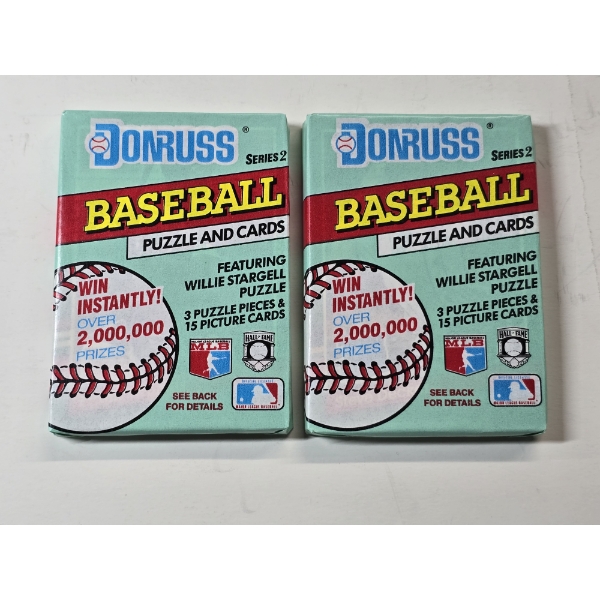2 Unopened Packs of 1991 Donruss Series 2 Baseball Puzzle & Cards