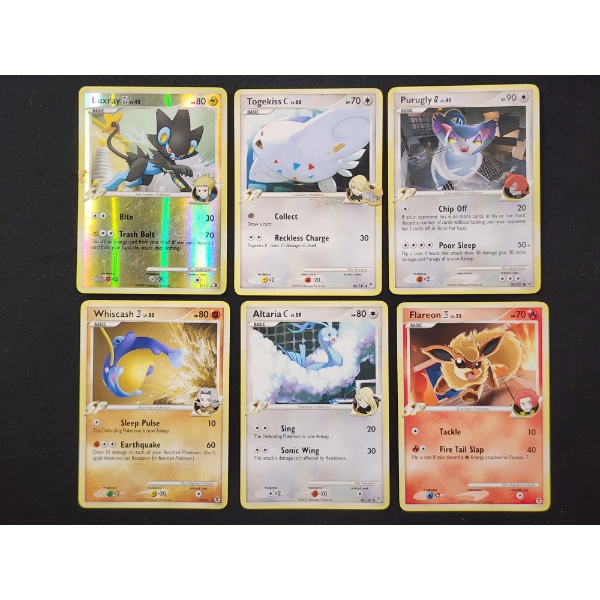 Six Assorted Pokemon Trading Cards Including Reverse Holo! 