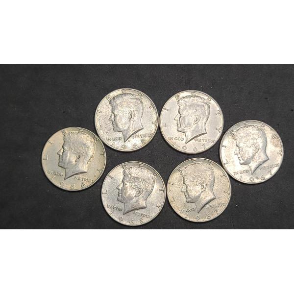(6) 1967/1968 40% Silver Kennedy Half Dollars - Face Value: $3.00