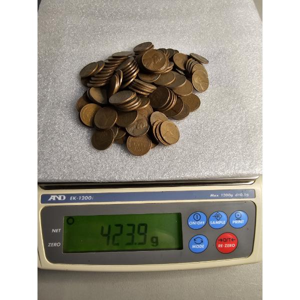 Lot of Assorted Wheat Pennies (423g) - AFV: $1.36 (estimated by weight)