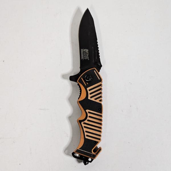 MTech Xtreme Ballistic Orange And Black Spring Assisted OTS Rescue Pocket Knife 8.0"