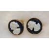 Image 1 : Lovely Vintage Black & White Cameo Earrings 