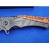 Image 3 : Alpha Outpost Wood & Black Metal Handle Folding Pocked Field Knife - Brand New! 