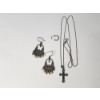Image 4 : Sterling Silver 24in Necklace, Cross Pendant, Earrings - Total Weight: 13.9g