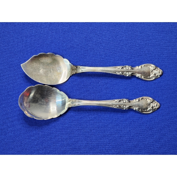 2 - Gorham Melrose Sterling Silver Scallops Spoons/Serving Utensils - TW: 67.4g