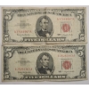 Image 1 : (2) U.S Series 1963 $5 Red Seal Bank Notes With Granahan & Dillon Signatures - Face Value: $10
