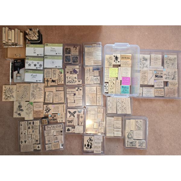 Huge Assortment of Crafting Stamps incl Various Sizes for Card Making