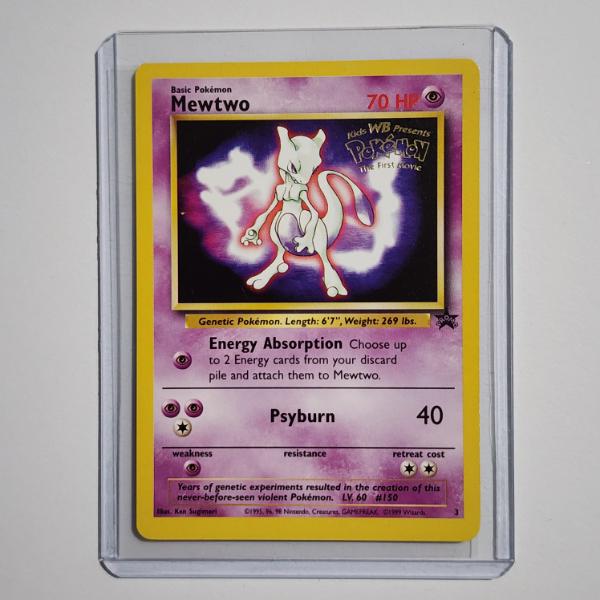 Vintage Mewtwo #3 Black Star Warner Brothers Promo Pokemon Trading Card From Pokemon The First Movie