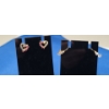 Image 1 : 10K Gold 3 Clear Stone Dangle Drop Earrings & 10K Gold Heart Ruby Stud Earrings - Total Weight: 2.6g