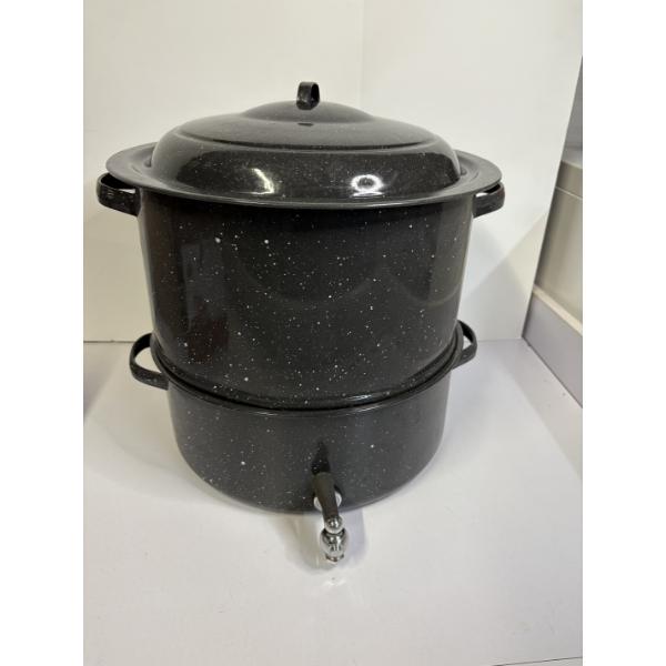 Graniteware Clam Steamer in Original Box - 3 Piece Porcelain-On-Steel