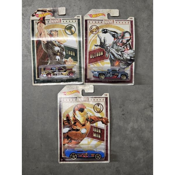 Three Brand New Collectable Hot wheels X Marvel Cars In Original Packages! 