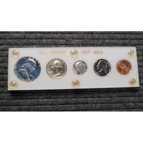 1963 U.S Silver Proof Set In Acrylic Display Face Value .85 Cents Is 90% Silver