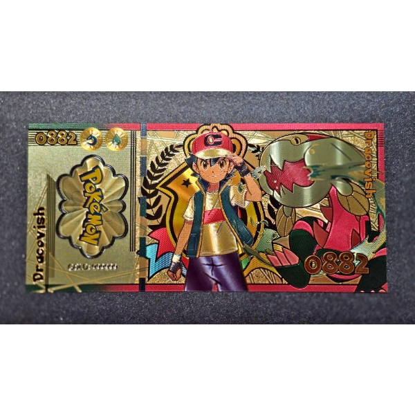 .999 GOLD FOIL JAPANESE ANIME' "DRACOVISH" POKEMON NOTE - IN PROTECTIVE SLEEVE