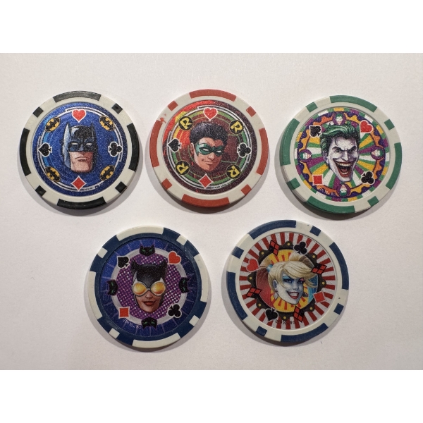Limited Edition BATMAN Clay Poker Chip Set - Mint Condition - Complete Set 5 Chips