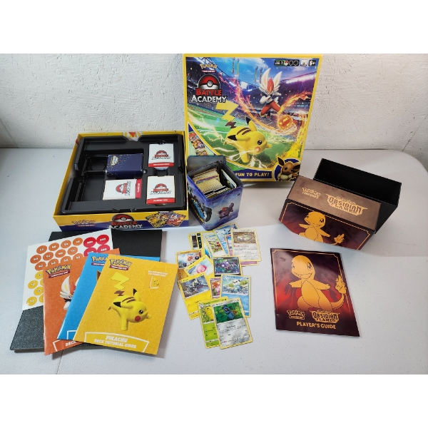 Assorted Pokémon Cards and Battle Academy Board Game