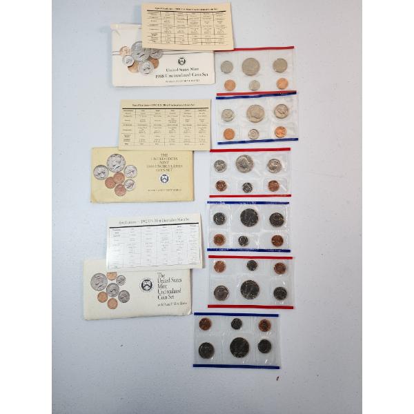 1988, 1990, and 1992 United States Uncirculated Coin Sets with COA