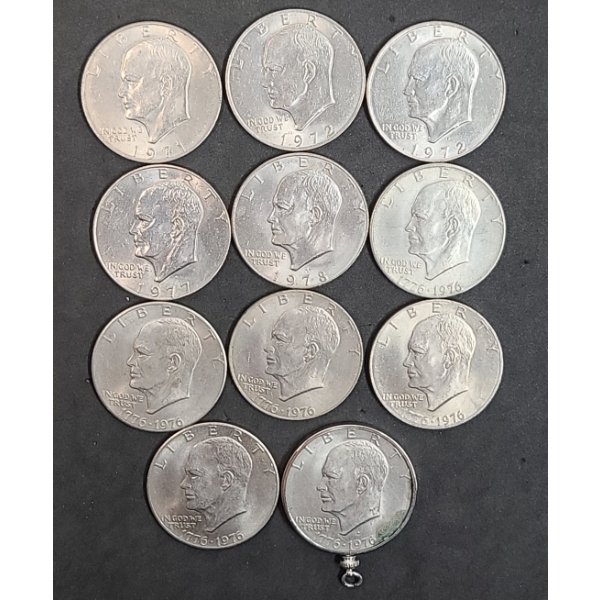 Assorted Years/Mint Marks United States Eisenhower Dollars & Eisenhower In Bezel - Face Value: $11