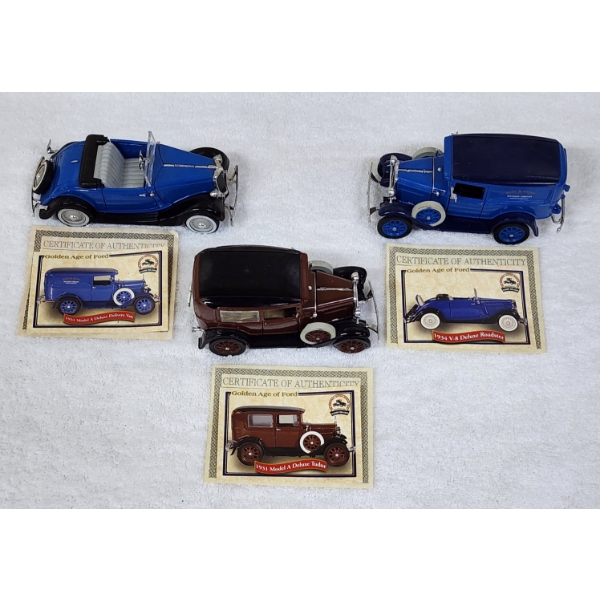 Three Assorted Collectible Die Cast Scale Replica Collectible Cars With Certificates