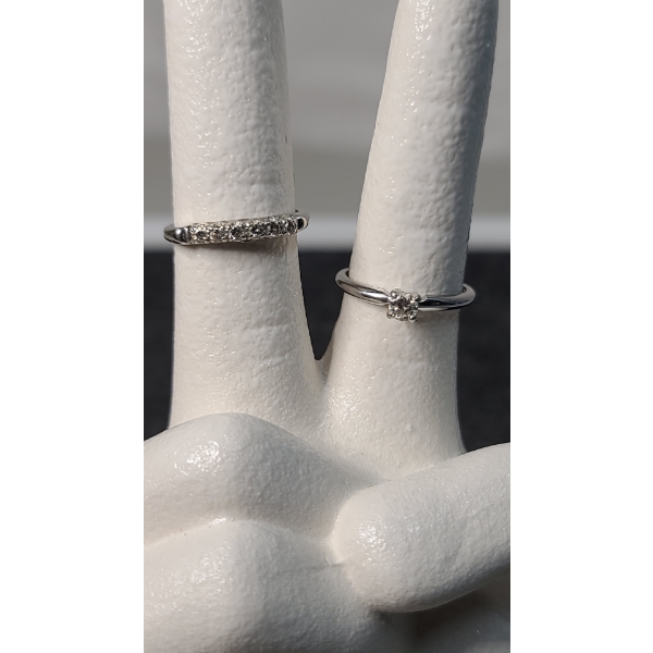 (2) 14K White Gold Rings Both With Beautiful Diamonds Weighing 4 Grams