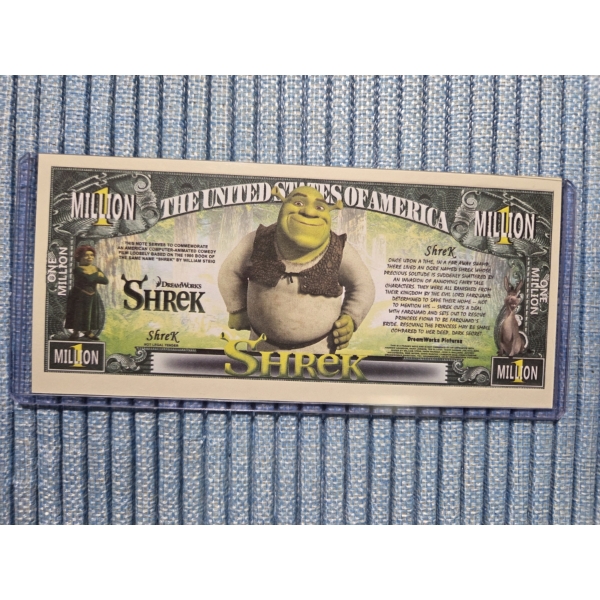 Original Shrek Dream Works One Million Dollar Bill In Protective Case - Mint Condition