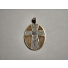 Image 1 : Beautiful Two-Tone 14K Gold Cross Rose Serenity Prayer Pendant TW: 2.7g