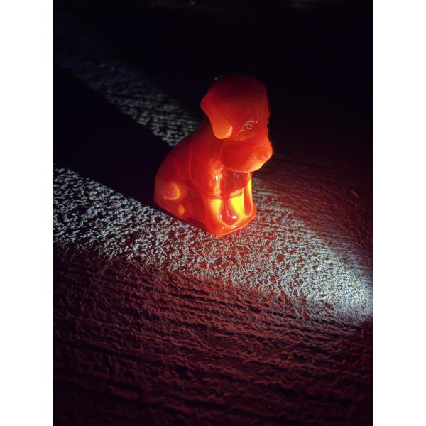 Degenhart Dogs - Tomato - Adorable Uranium Glass Dog Figurine - ~2.5 inches 