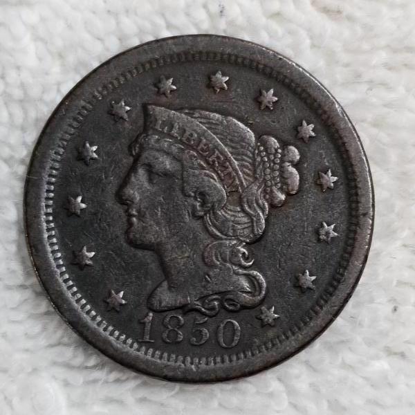 United States 1850 Braided Hair Large Cent One Cent Coin