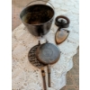 Image 3 : Cast Iron Waffle Maker, Iron With Rest, & Kettle Pot