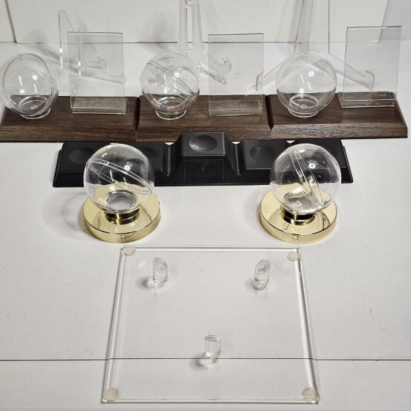 Collection of Vintage-Style Sports Memorabilia Display Cases