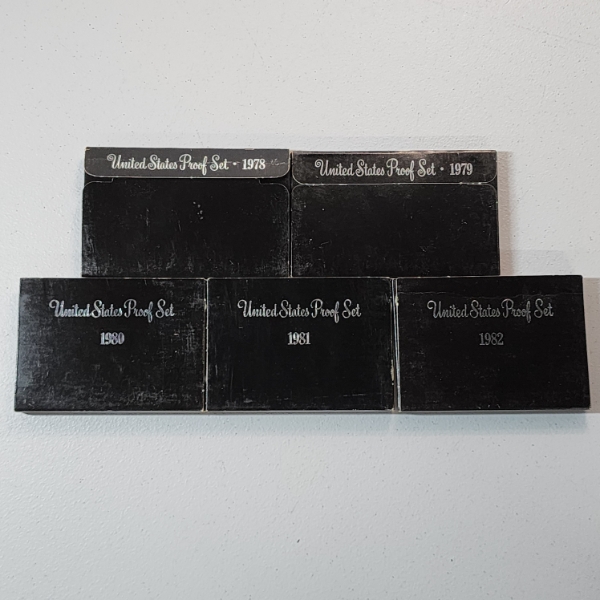 Five Assorted United States Mint Proof Sets: 1978, 1979, 1980, 1981, 1982