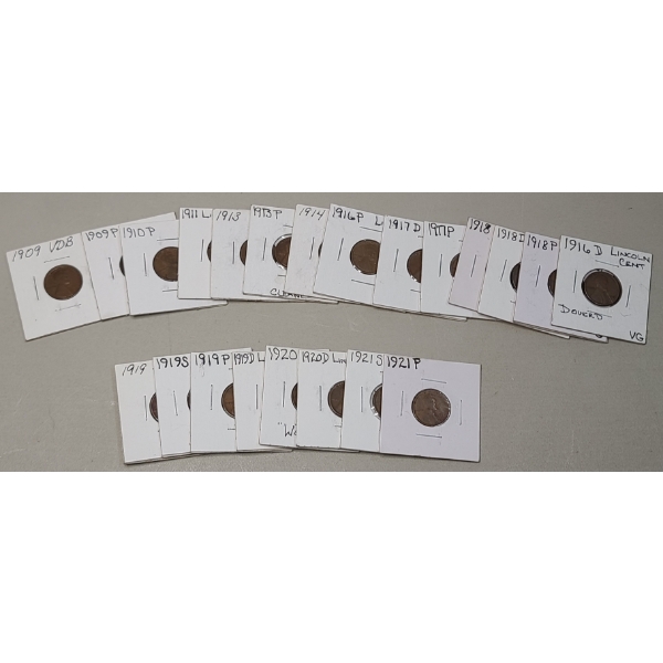 Lot Of Assorted Earlier Years U.S Copper Lincoln Wheat Cents Including 1909 VDB - FV: $0.22
