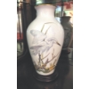 Image 1 : 11 1/2"  Porcelain Egret In Marsh Vase - Design Continues Completely Around - Both Sides Perfect