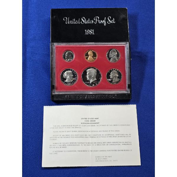 1981- S United States Proof Set - 6 Coin Set w/ Original Box & Display Stand