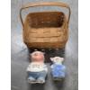 Image 1 : Vintage Collectable 7.5'' & 5.5'' Ceramic Piggy Banks And 12'' Longaberger Egg Basket