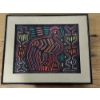 Image 1 : Vintage Kuna Mola Art Piece - Hand Sewn Textile Art Approx. 1.7ft x 1.4ft in Frame