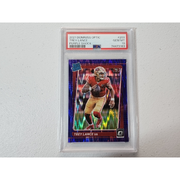 2021 Donruss Optic Purple Shock Trey Lance Rated Rookie Card #203 - PSA Gem Mint 10