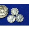 Image 3 : United States 90% Silver Coins: x3 Mercury Dimes & 1951 Franklin Half Dollar FV: $0.80
