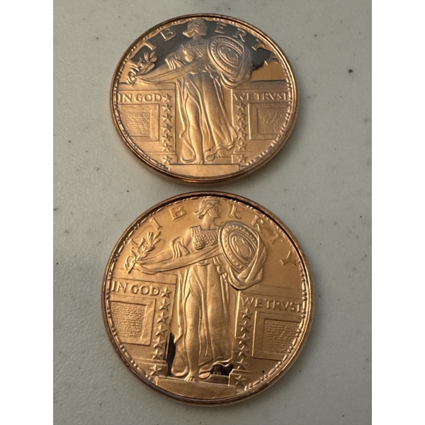 Standing Liberty 1 oz .999 Fine Copper Round Coins - Brilliant Uncirculated - Limited Edition