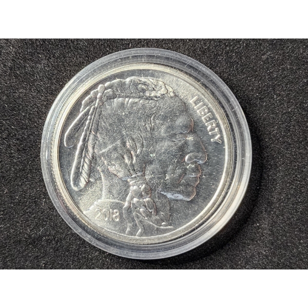 1 Oz .999 Fine Silver American Buffalo Indian "COPY" Round in Plastic Capsule