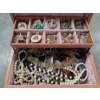 Image 2 : Vintage Pink 11''x8'' Jewelry Box With Contents
