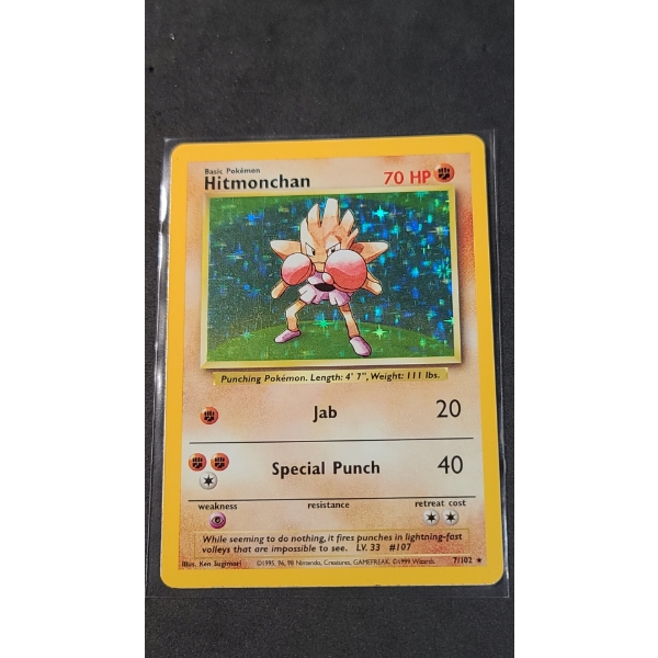 1999 Hitmonchan 7/102 Holo Rare Pokemon Card From The Base Set
